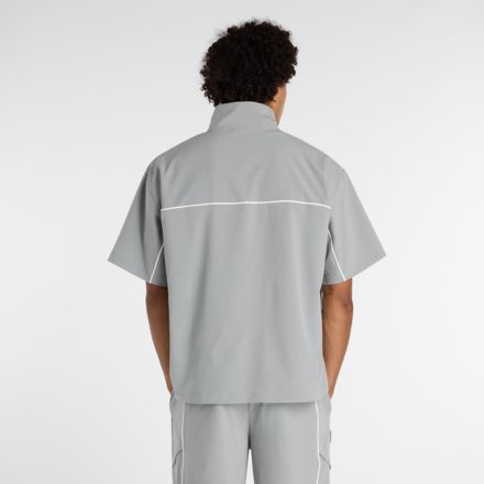 ウーブンショートスリーブハーフジップ