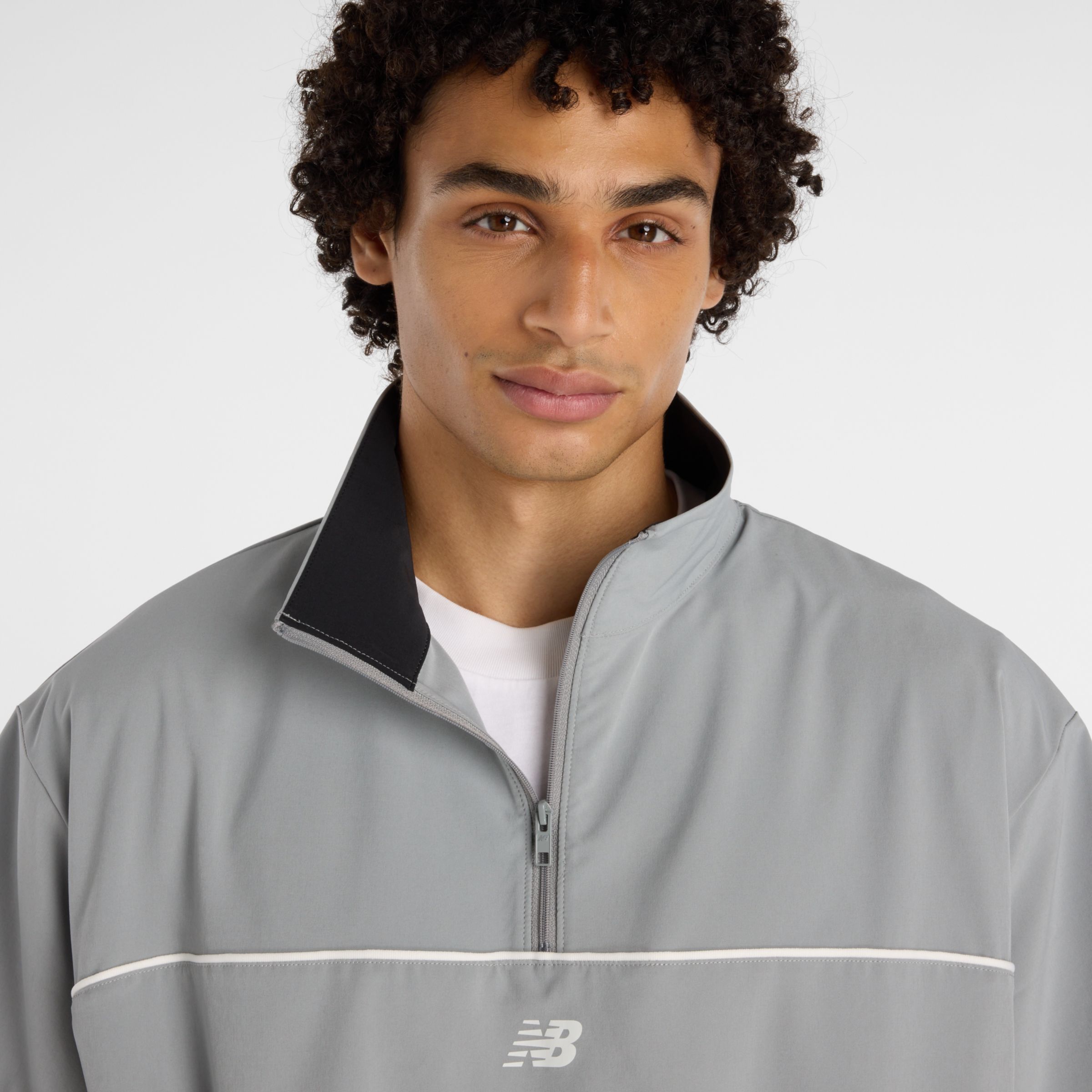 ウーブンショートスリーブハーフジップ