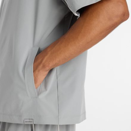 ウーブンショートスリーブハーフジップ