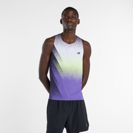 Race Day Ultra Light Printed Singlet, ELECTRIC PURPLE with NB 103 WHITE, MT61934JEPU