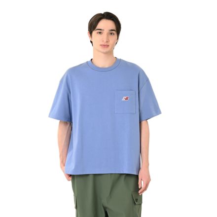 エンブロイダリードNBポケットショートスリーブTシャツ, FAIRWEATHER BLUE with Blue, MT6199TMAA3