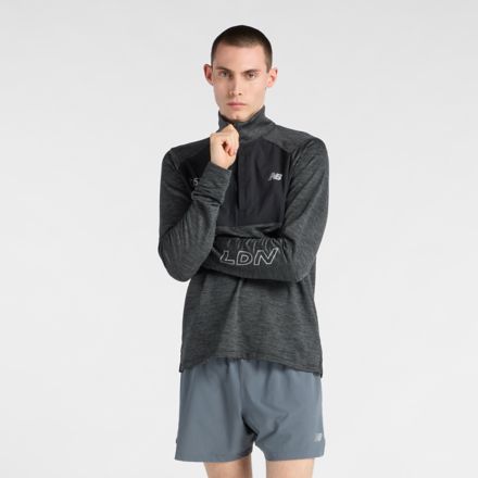 London Edition Athletics Heat Grid Half Zip LDN, BLACK, MT61G44SBK
