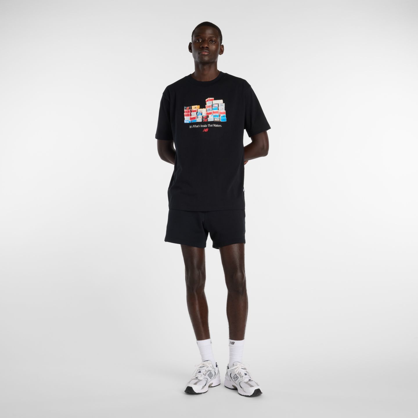 Мужская футболка New Balance Boxes, цвет: Чёрный — фото 2