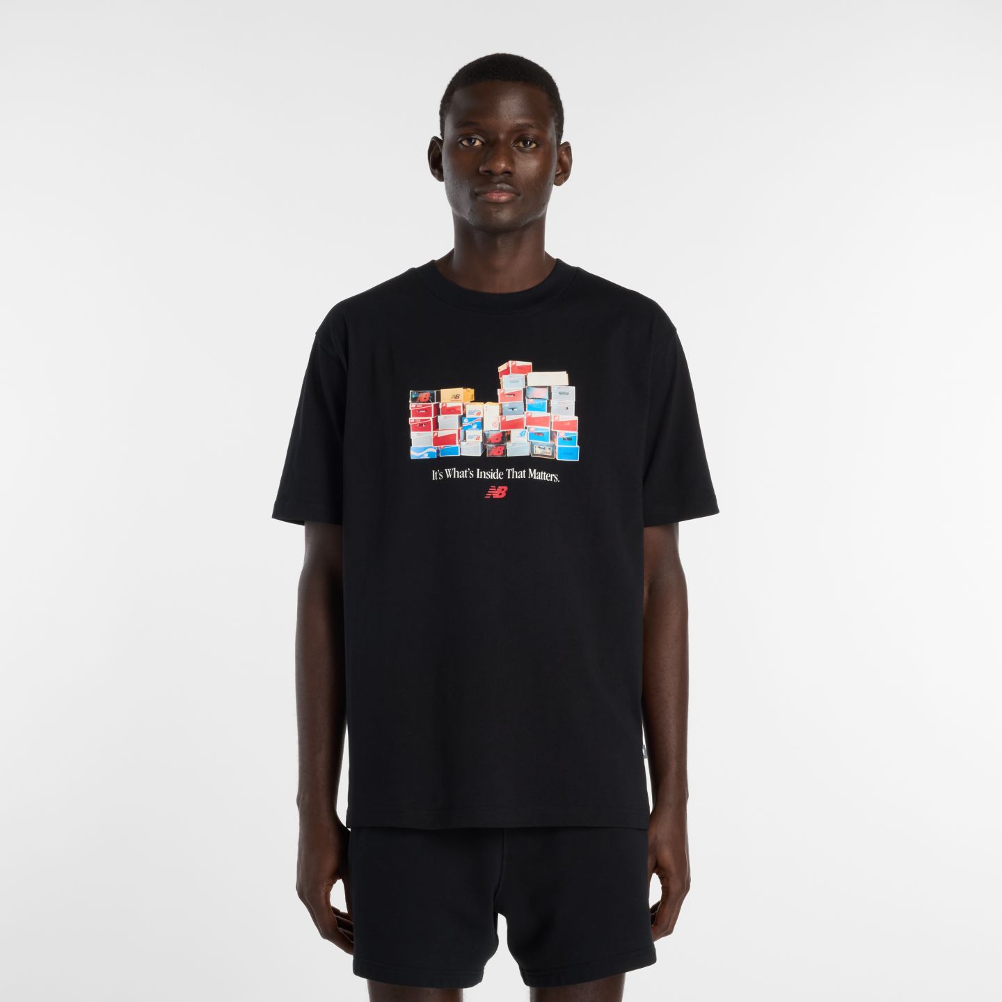 Мужская футболка New Balance Boxes, цвет: Чёрный — фото 1