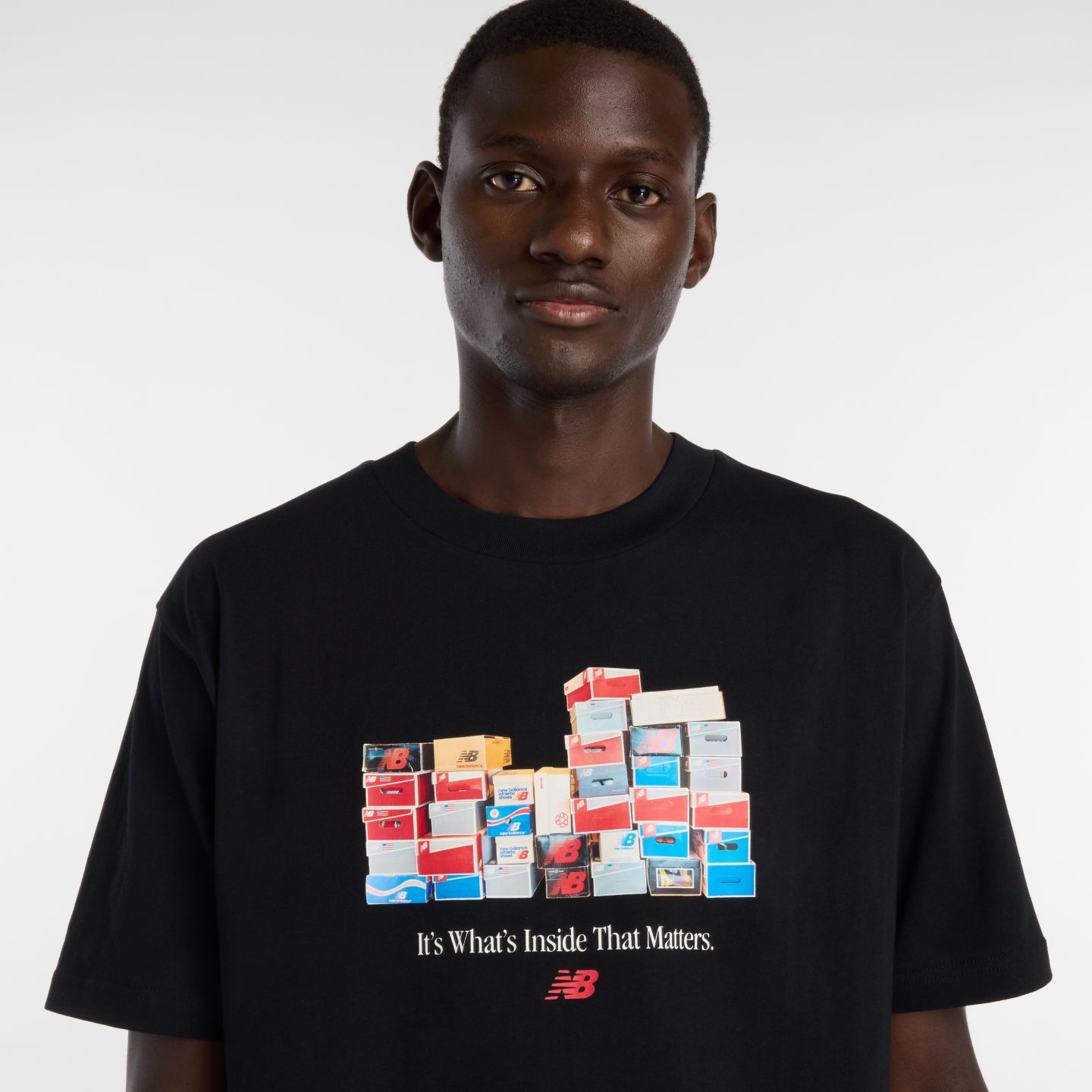 Мужская футболка New Balance Boxes, цвет: Чёрный — фото 3