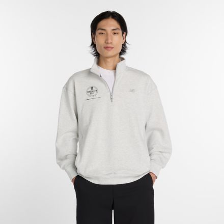 RBC Brooklyn Half Athletics Fleece 1/2 Zip, Ash Heather with Grey, MT61H9YNAHH