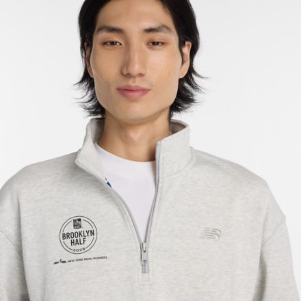 RBC Brooklyn Half Athletics Fleece 1/2 Zip, Ash Heather with Grey, MT61H9YNAHH