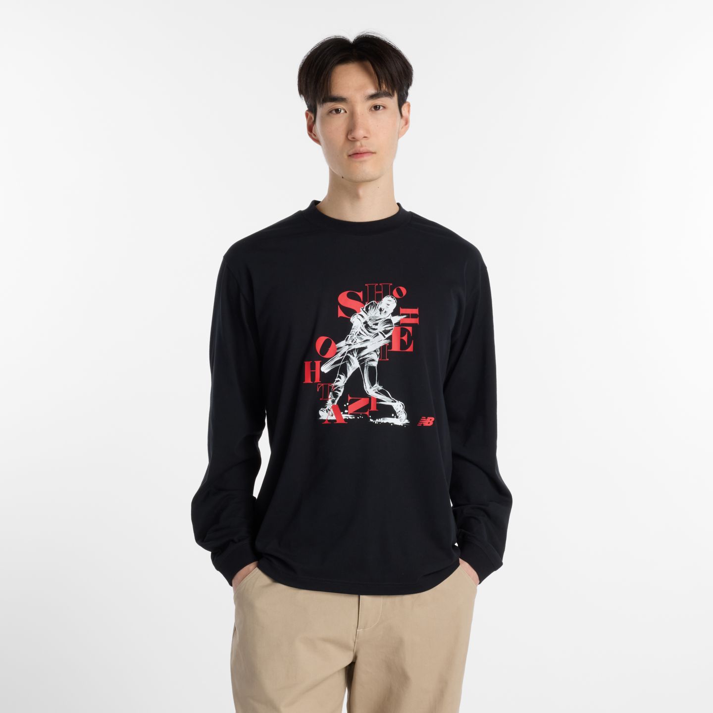 Мужской топ New Balance Shohei Blast Long Sleeve Top, цвет: Caviar — фото 1