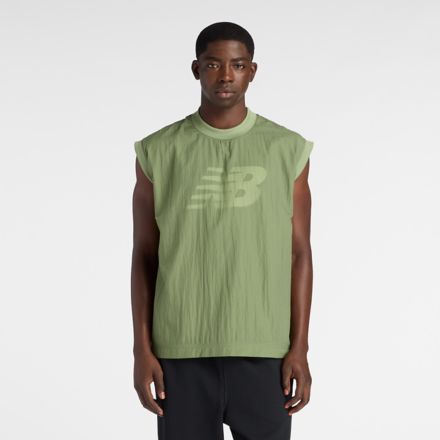 NB GREY 2レイヤースリーブレス, OREGANO with Green, MT61O23PAAR