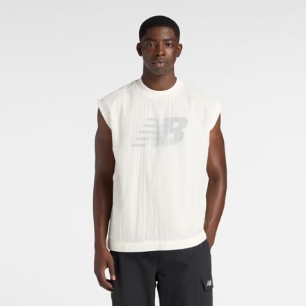 NB GREY 2 Layer Sleeveless, SEA SALT with White, MT61O23PSST