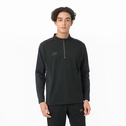 Blackout ストレッチニットハーフジップトップ, BLACK with Black, MT61R45LBK