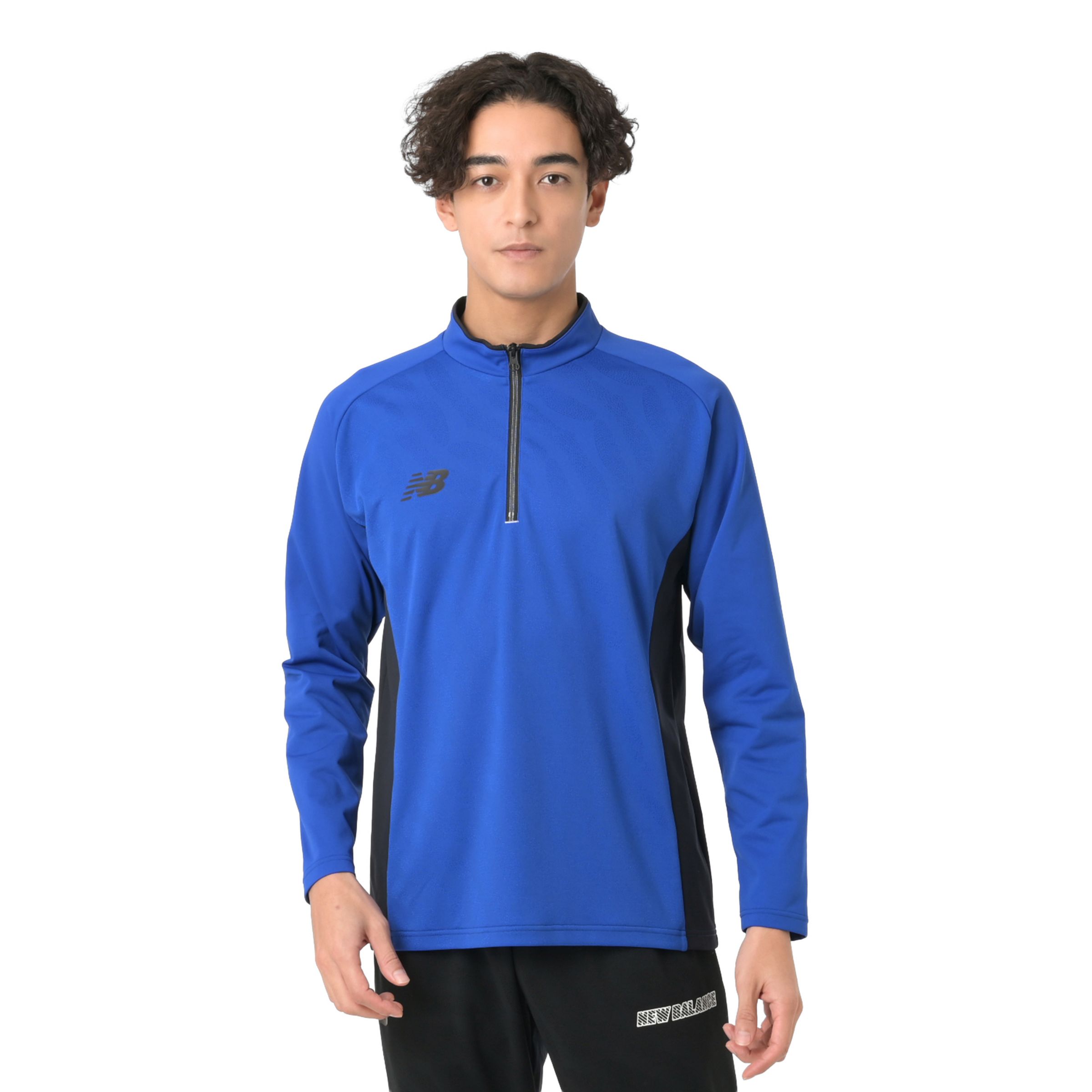 Black Out ストレッチニットハーフジップトップ