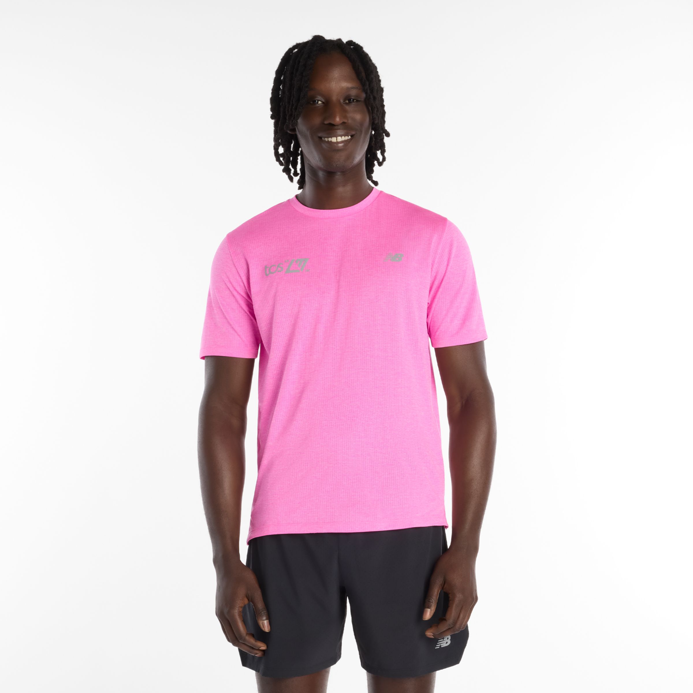 New Balance  M&auml;n London Edition RC Essential T-Shirt i Rosa Polyester