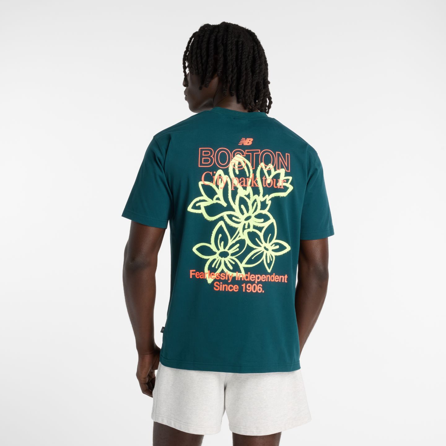 Мужская футболка New Balance Boston City Run, цвет: Зелёный — фото 3