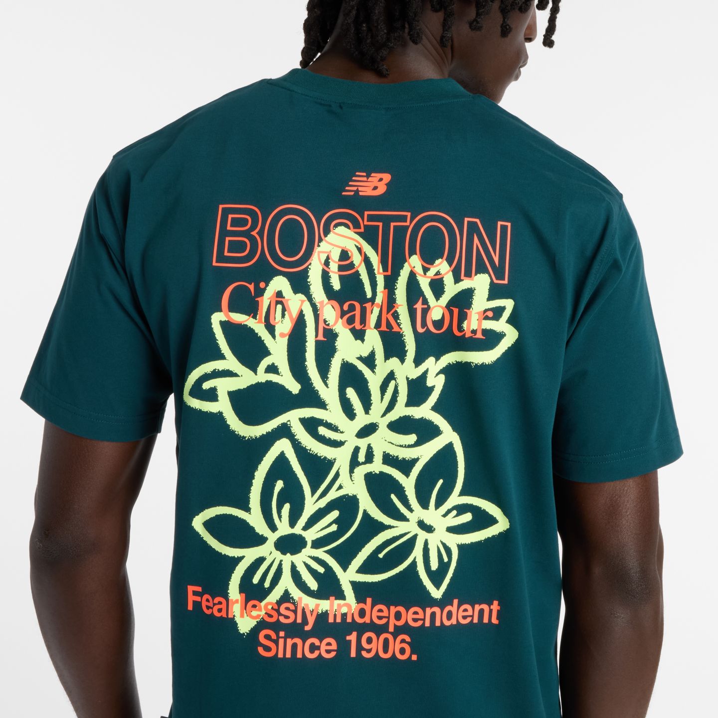 Мужская футболка New Balance Boston City Run, цвет: Зелёный — фото 2
