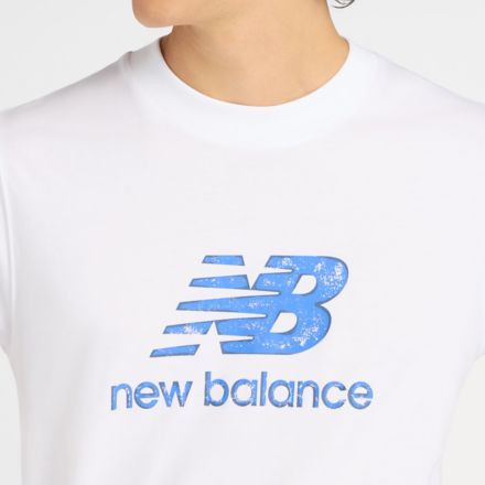 Sport Essentials Stamp Logo T-Shirt, أبيض with أزرق الطائر, MT61T9SKWT