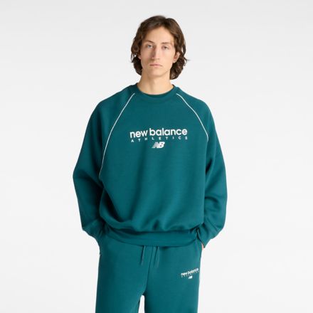 Trackside Fleece Crew, MEDUSA GREEN with SEA SALT, MT61U4JOAAV