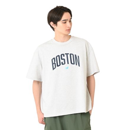 エンブロイダリードNBショートスリーブTシャツ, ASH HEATHER MULTI with Grey, MT61V20ZAHH