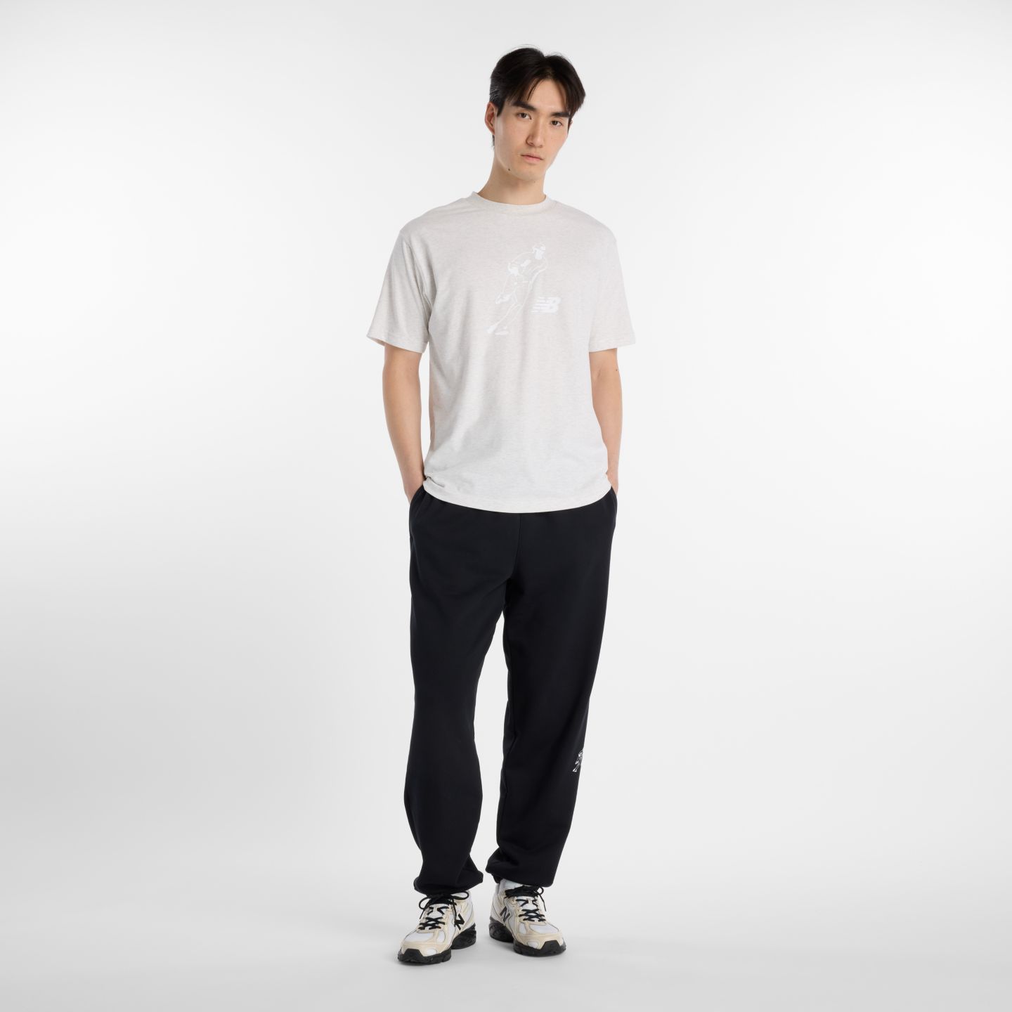 Мужская футболка New Balance Shohei Logo, цвет: Овсяный меланжевый — фото 2