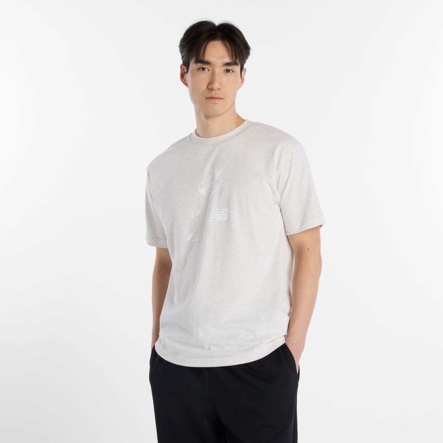 Мужская футболка New Balance Shohei Logo, цвет: Овсяный меланжевый — фото 1