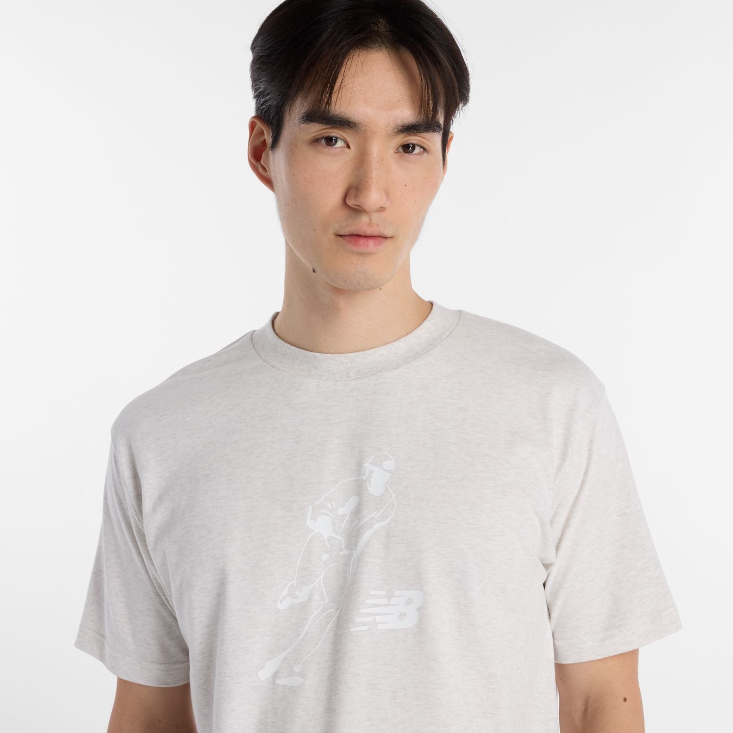 Мужская футболка New Balance Shohei Logo, цвет: Овсяный меланжевый — фото 3