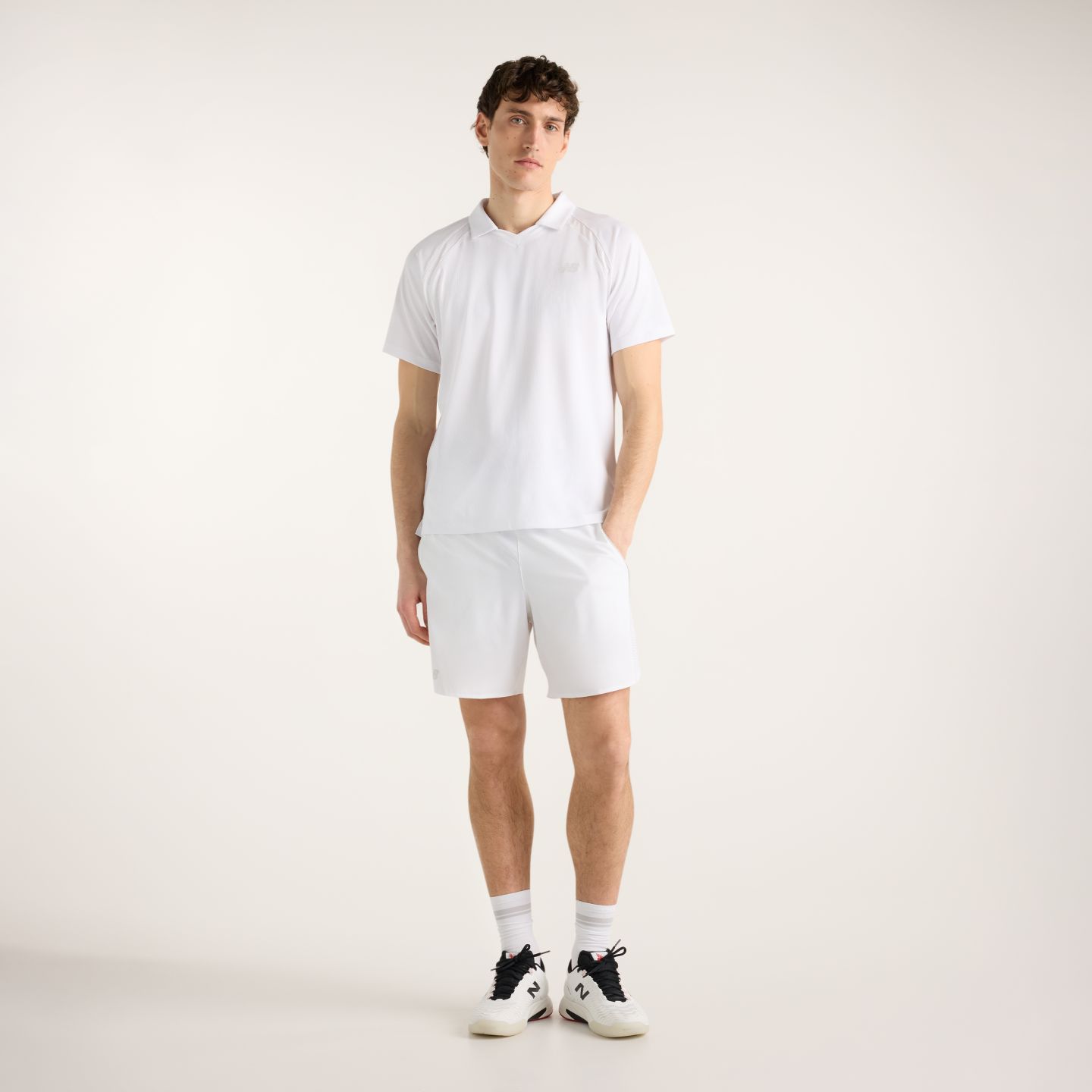 Мужское поло New Balance Tournament Polo, цвет: Белый / Серый — фото 2
