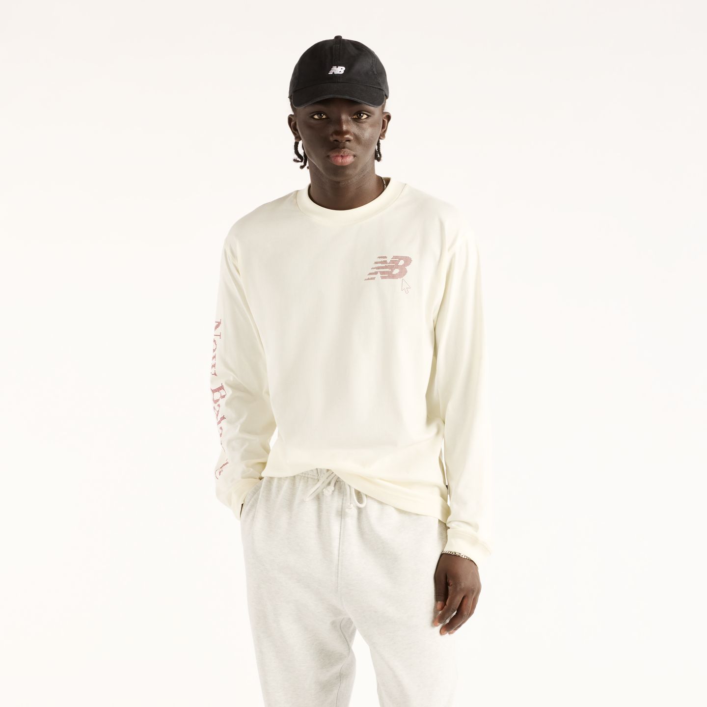 Мужская футболка New Balance Digitally Remastered Long Sleeve, цвет: Ангора — фото 1