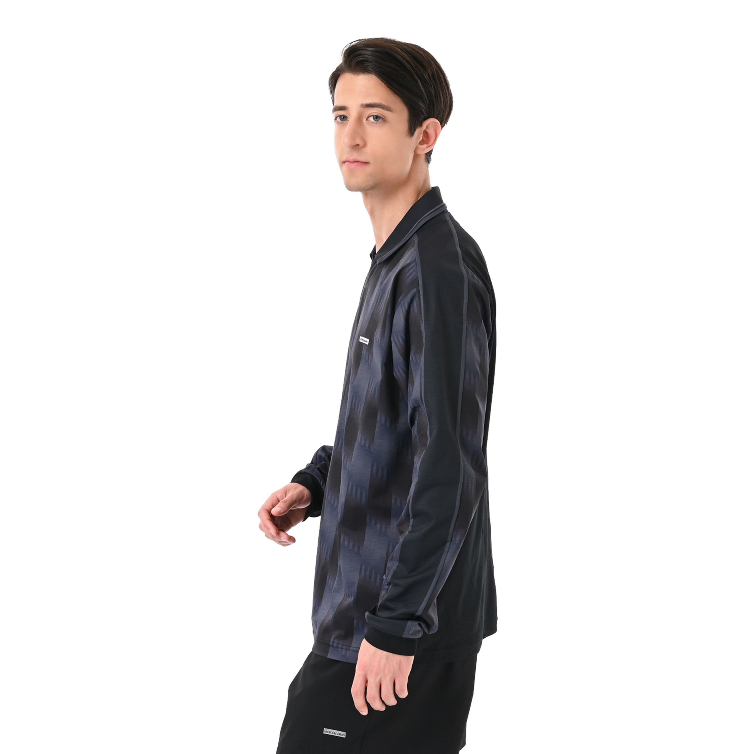 New Balance Black Out グラフィック ロングスリーブポロシャツ, MT62193BBK