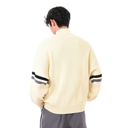 ラインニットハーフジップロングスリーブ