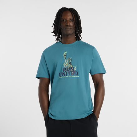 United Airlines NYC Half Men's Graphic T-Shirt - Liberty, BIG TEAL with Blue, MT6238CMAAZ