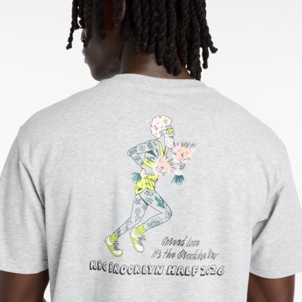 RBC Brooklyn Half Men's Graphic T-Shirt - Flowers, Gris atl&eacute;tico jaspedado, MT62587FAGT