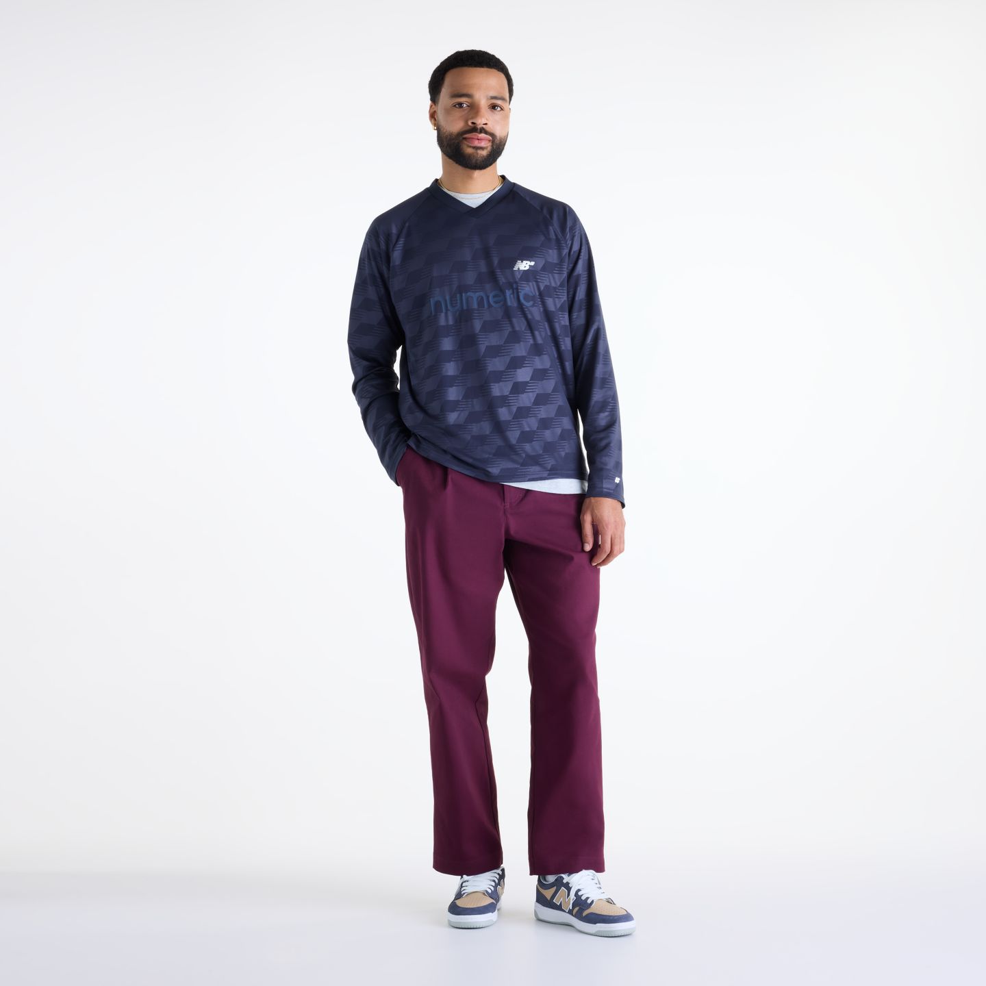 Мужская футболка New Balance Numeric Long Sleeve Team Jersey, цвет: Тёмный Ночной — фото 2