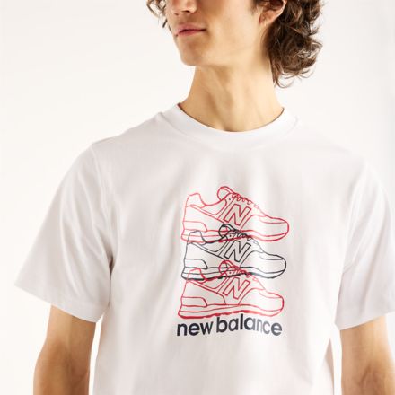 T-shirt d&eacute;contract&eacute; 574 &agrave; motif superpos&eacute;, BLANC, MT6273TOWT