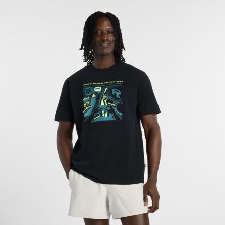 United Airlines NYC Half Men's Graphic T-Shirt - Run United, BLACK with Black, MT62E9VRBK