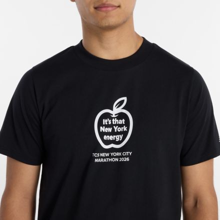 New York City Marathon Training Graphic T-Shirt, BLACK with Black, MT62L7EZBK