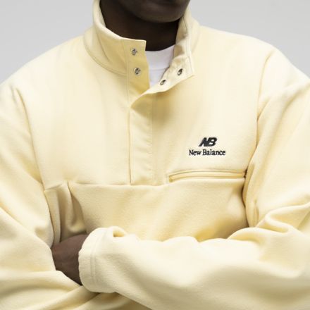Made in USA Snap Fleece Top, ALABASTER, MT62U1C5ABS