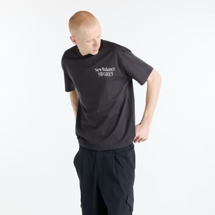 NB GREY グラフィックロゴショートスリーブTシャツ, BLACK CEMENT, MT62U1CSBLK