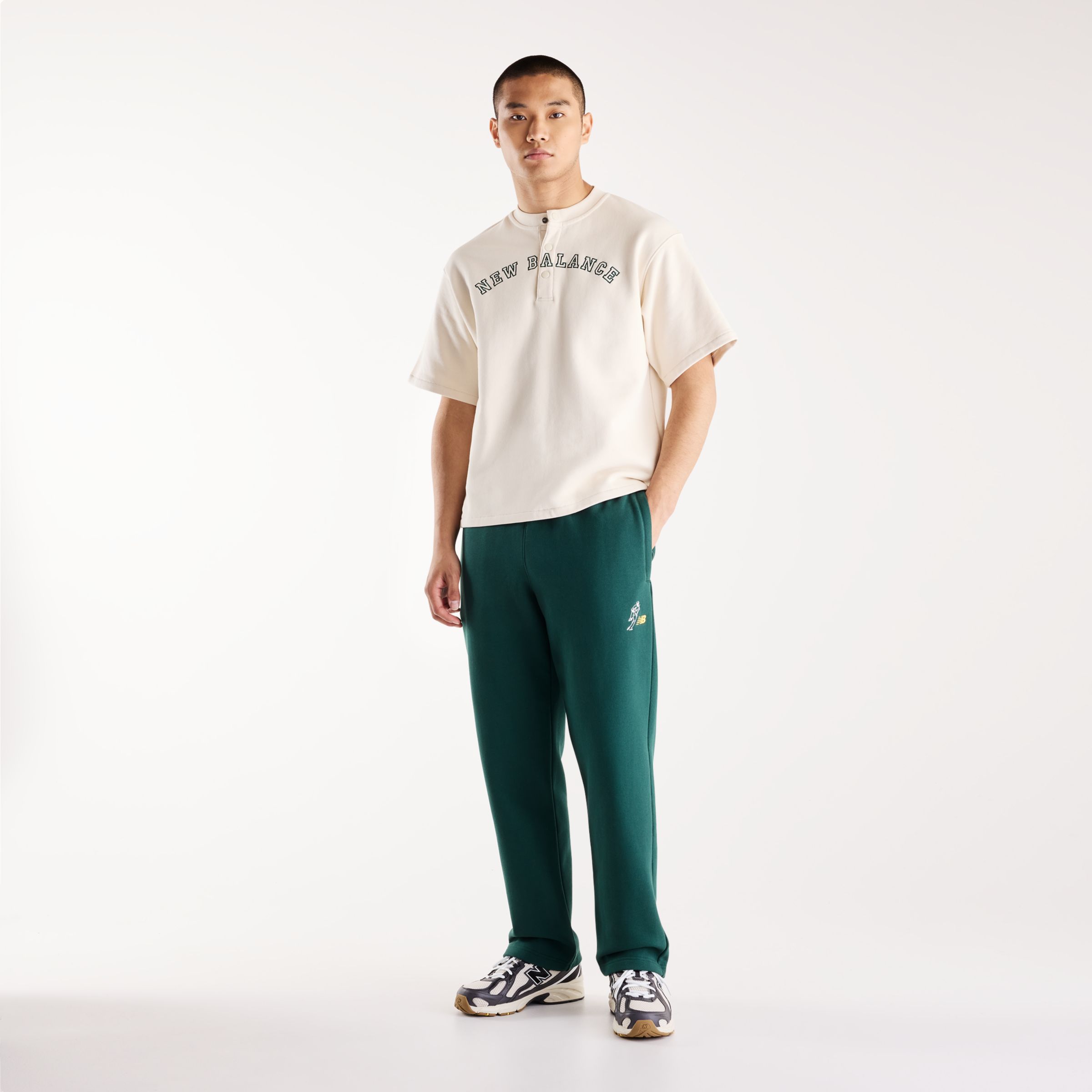 New Balance 大谷翔平シグネチャーヘンリーネックショートスリーブTシャツ, MT62V56ZLIN