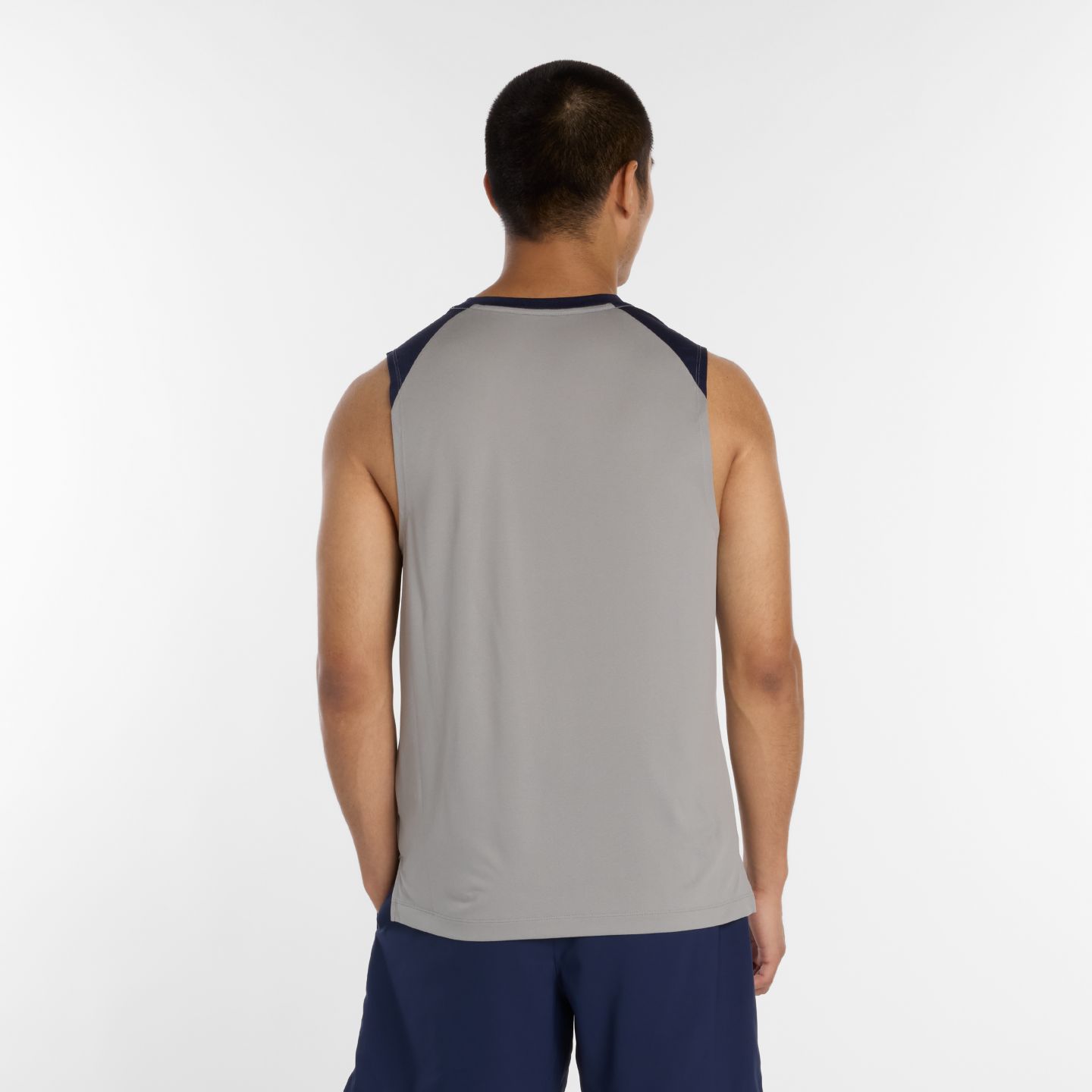 Мужской топ New Balance Shohei Sleeveless Training Top, цвет: Серый / Тёмно-синий — фото 4
