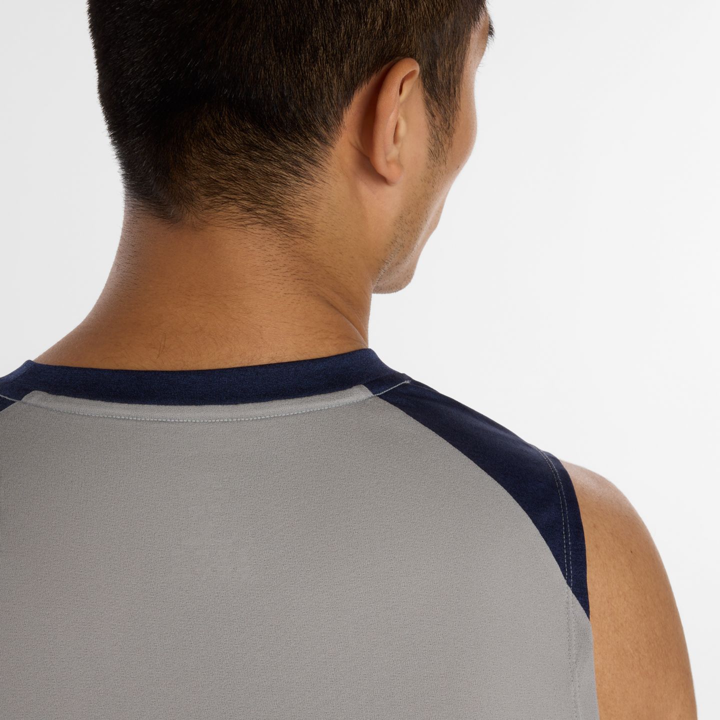 Мужской топ New Balance Shohei Sleeveless Training Top, цвет: Серый / Тёмно-синий — фото 7