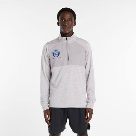 United Airlines NYC Half Men's Athletics Heat Grid 1/2 Zip, BLACK with Black, MTT6EGAG