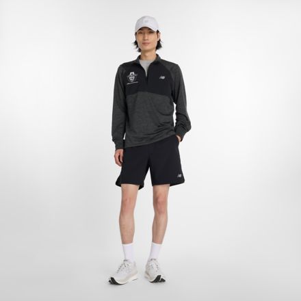 United Airlines NYC Half Men's Athletics Heat Grid 1/2 Zip, BLACK with Black, MTT6EGBK