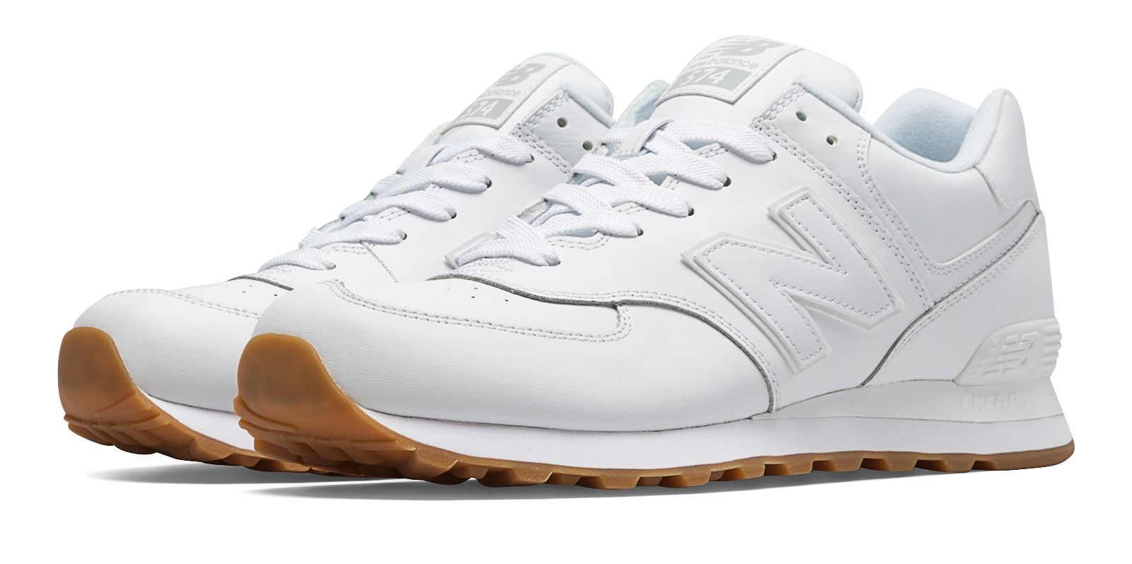 all white leather new balance 574