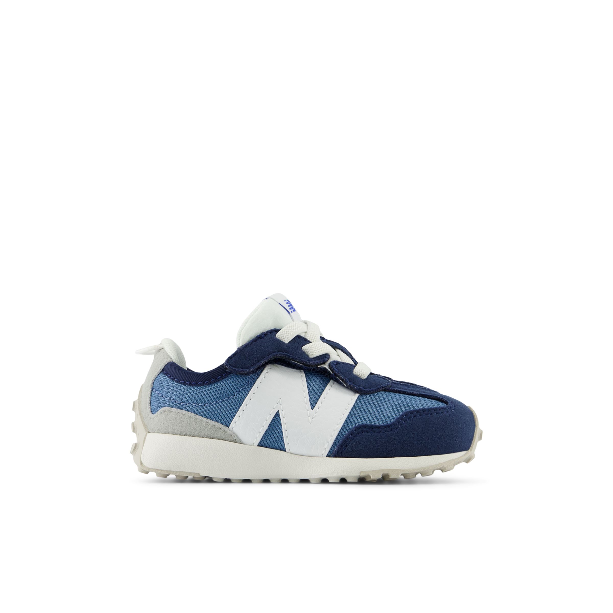 New Balance Kids' 327 NEW-B HOOK & LOOP in Blue/Grey Synthetic, size 4.5