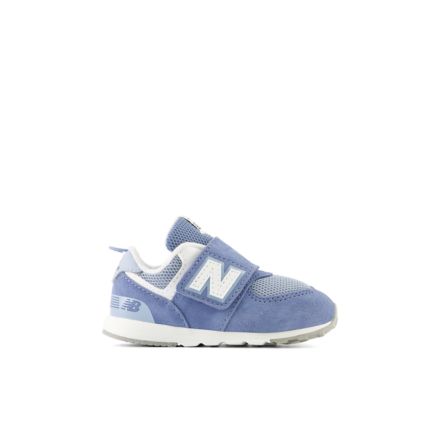 New Balance Kids' 574 NEW-B Hook & Loop in Blue/White Suede/Mesh, 1.5