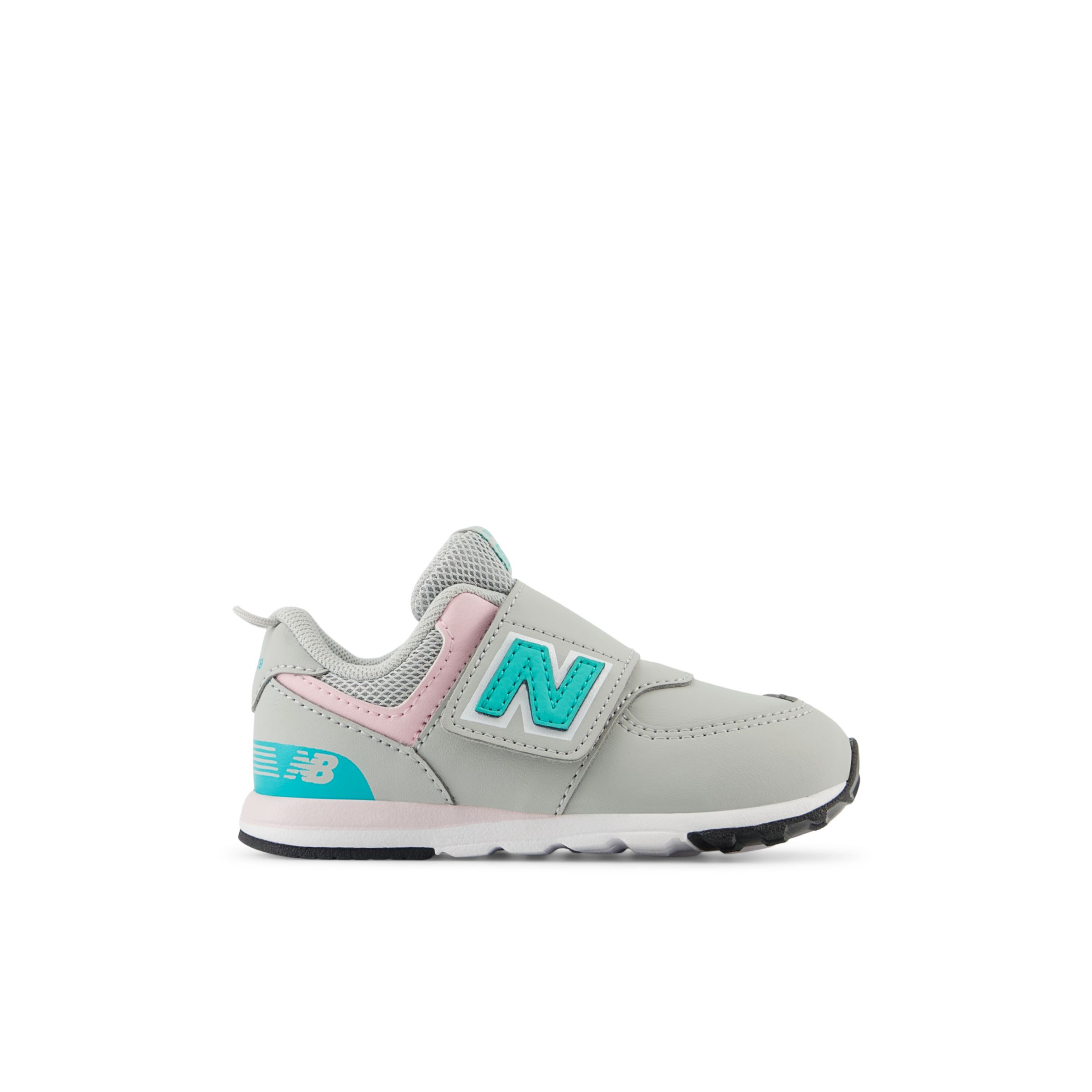 New Balance Kids' 574 NEW-B HOOK & LOOP in Grey/Green Synthetic, size 7