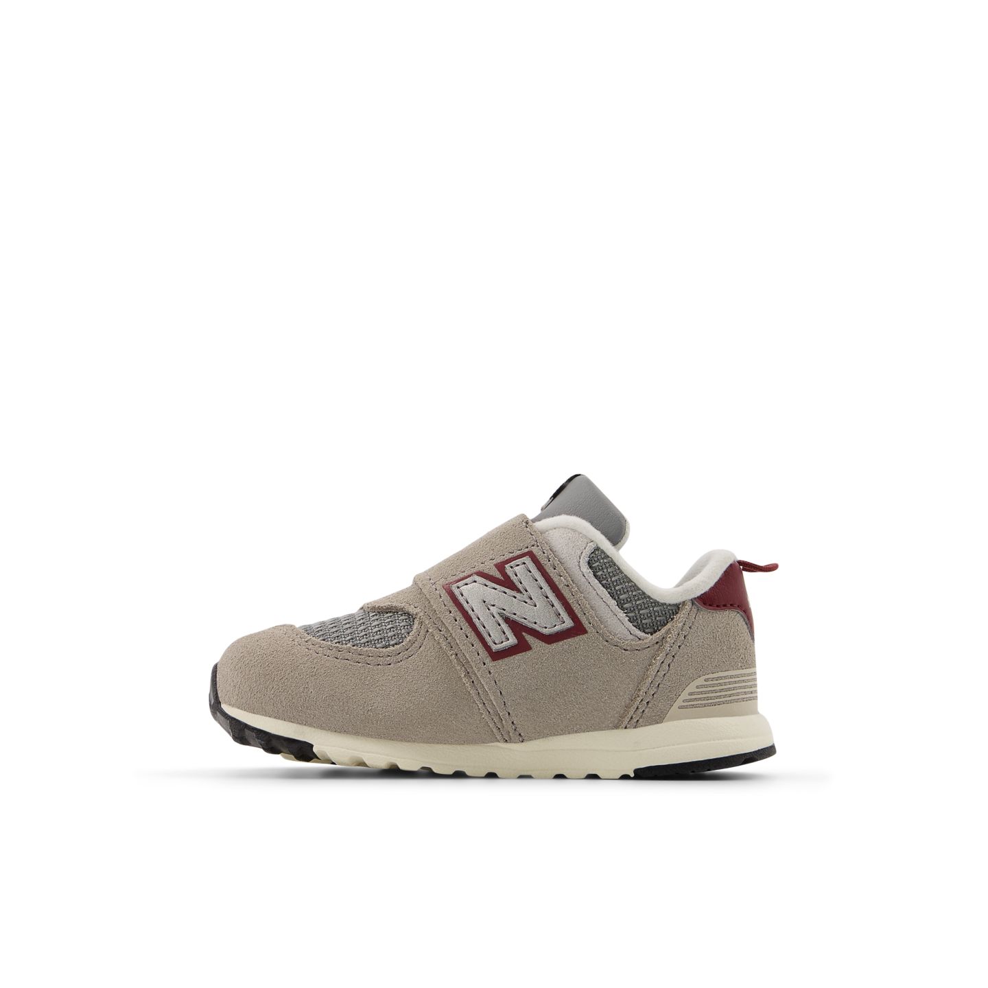 Детские кроссовки New Balance 574 NEW-B Hook & Loop, цвет: Серо-бежевый / Бордовый — фото 3