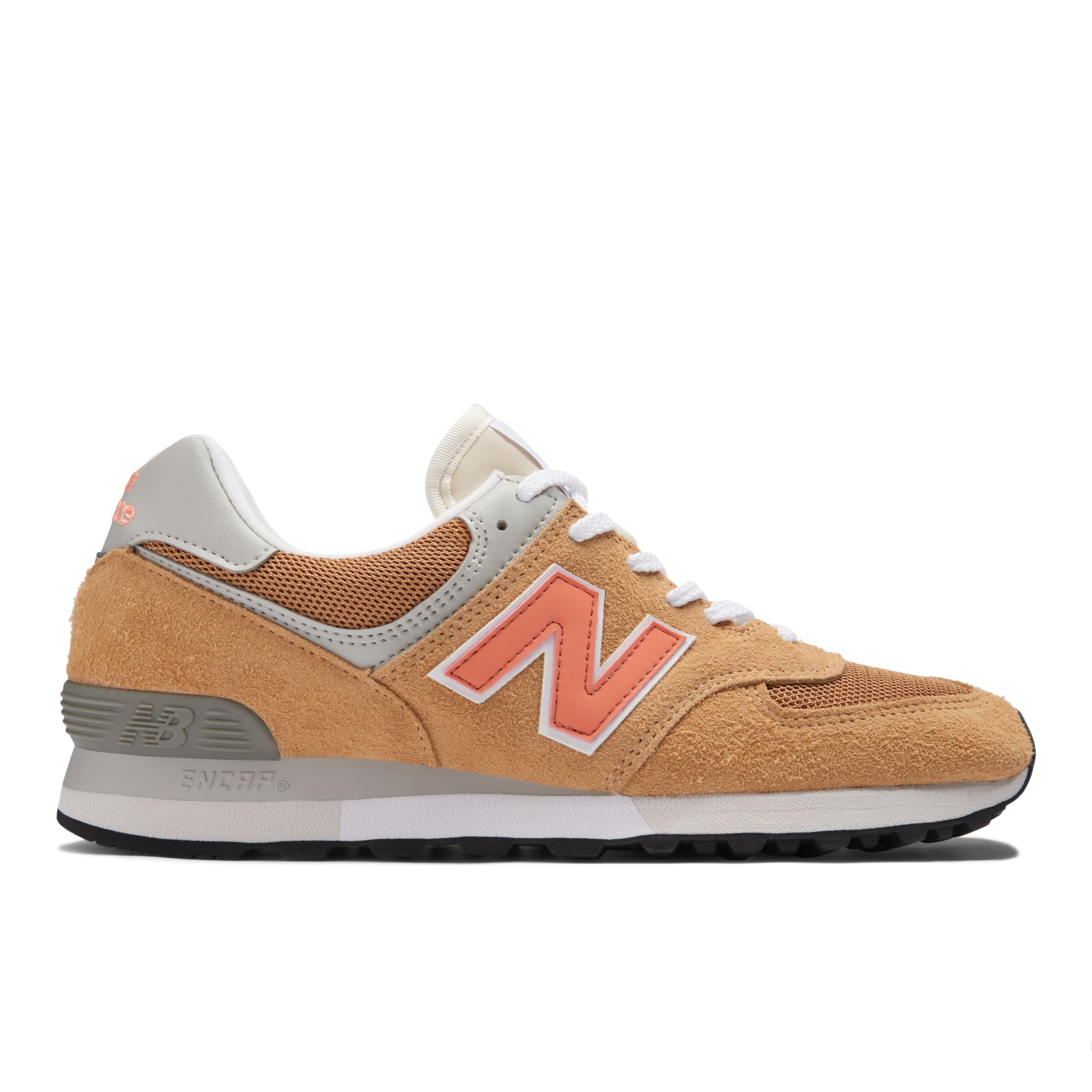 New Balance Unisex MADE in UK 576 in Beige/Brown/Orange/Grey Suede/Mesh, size 9