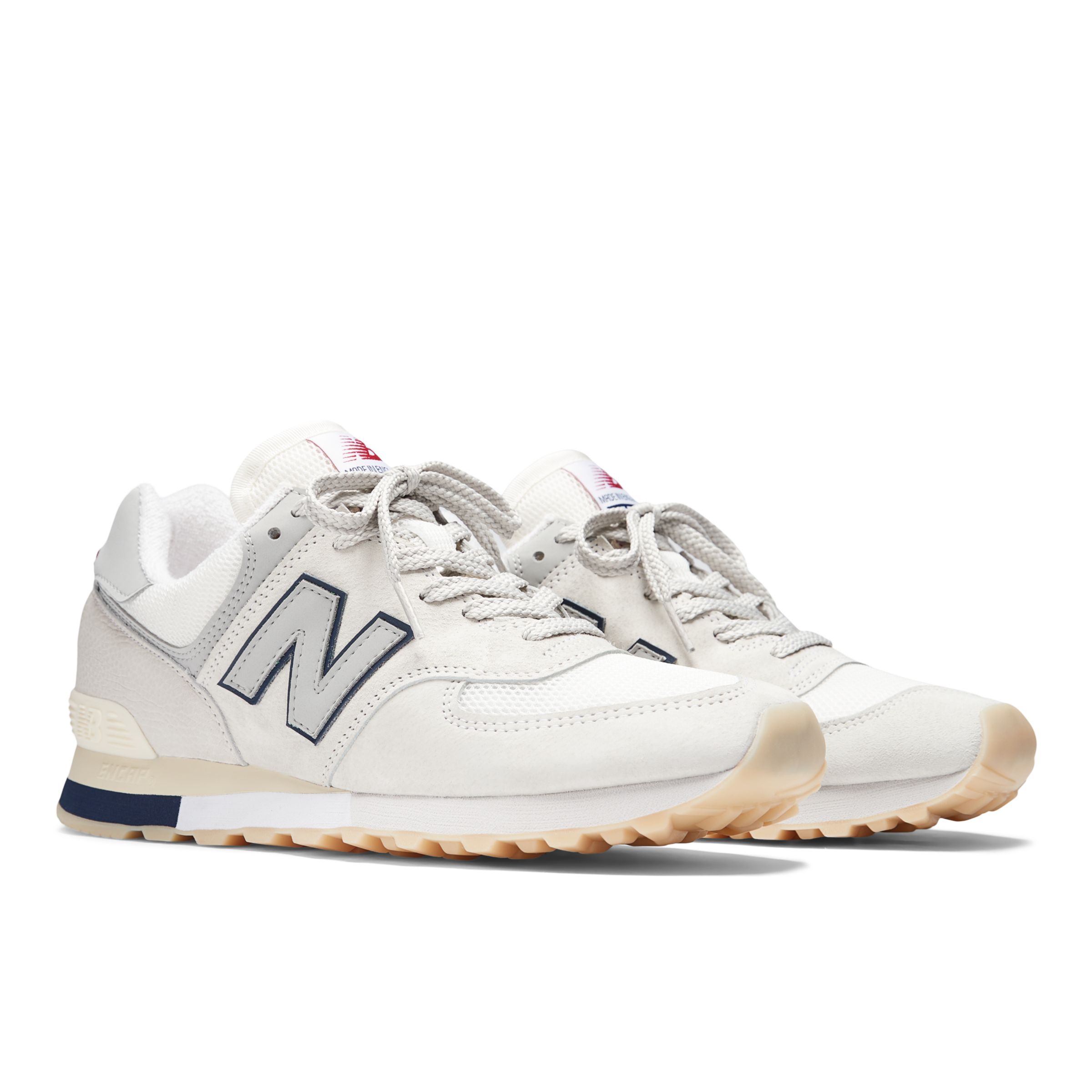 New Balance unisex Made in UK 576 Vintage Sport Sneakers - White/Red/Blue (Size 10)