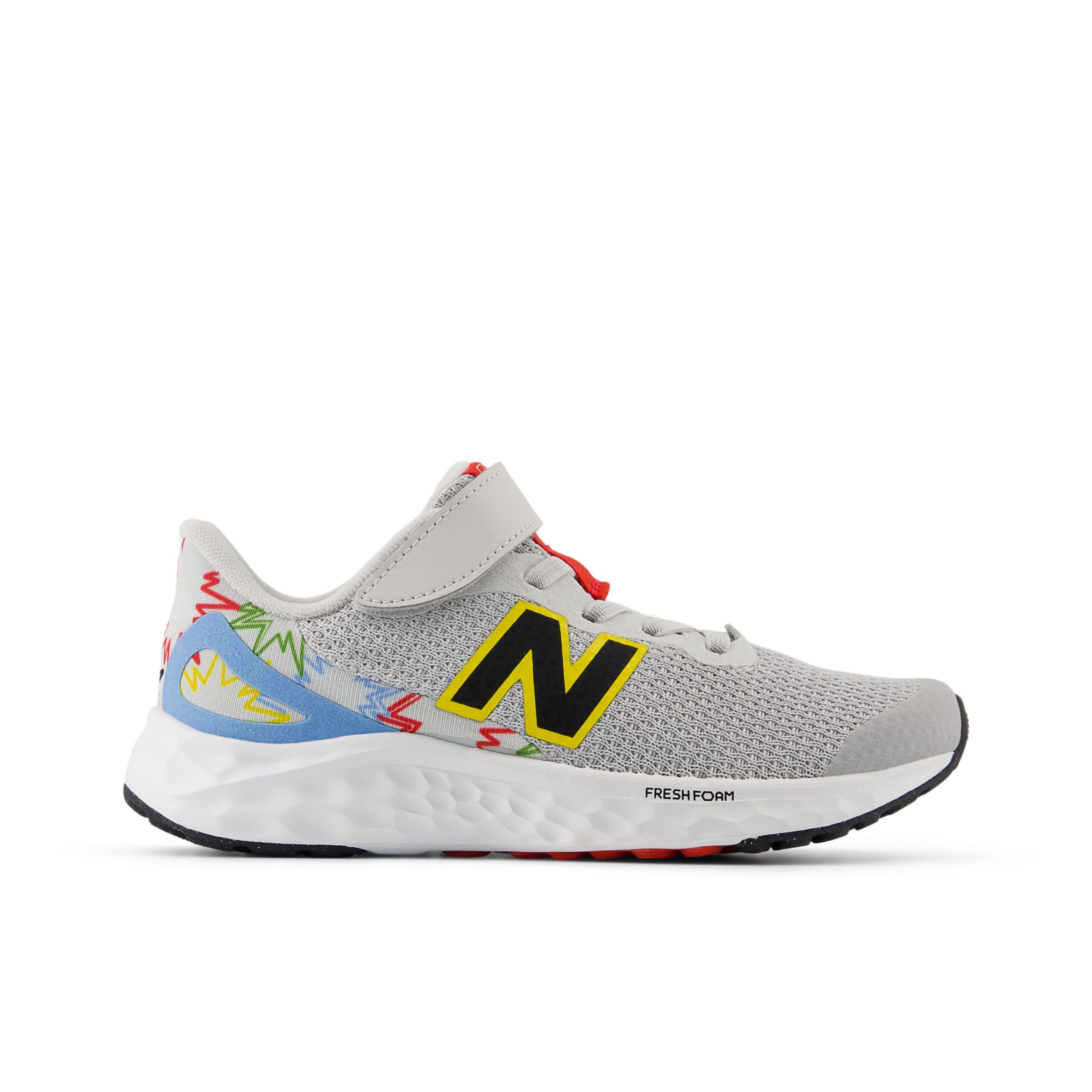 

New Balance Kids' Fresh Foam Arishi v4 Bungee Lace with Top Strap Grey/Blue/Orange/Red - Grey/Blue/Orange/Red
